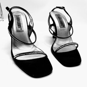 New Sam & Libby Black Rhinestone Strappy Heels